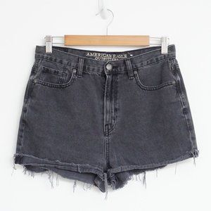 American Eagle Black Cutoff Mom Jean Shorts Approx 8
